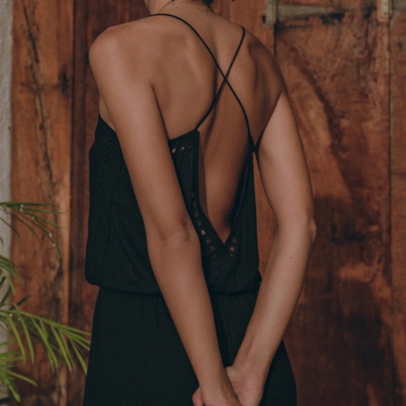 NWT Pampelone Iris Midi Dress Gray w/ Open Back / Embroidered Detail (Size M) - Picture 2 of 10